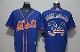 New York Mets #34 Noah Syndergaard Blue USA Flag Fashion Stitched MLB Jersey,baseball caps,new era cap wholesale,wholesale hats